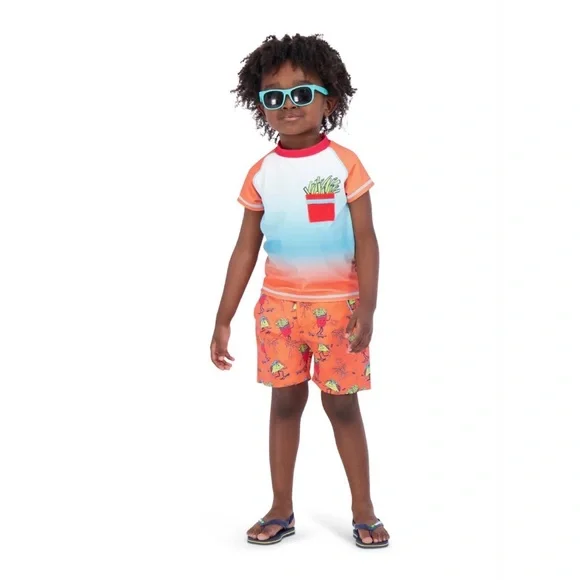 🍟Andy & Evan French Fry rash guard 2-Piece swim suit UPF 50 2T NWT🍟